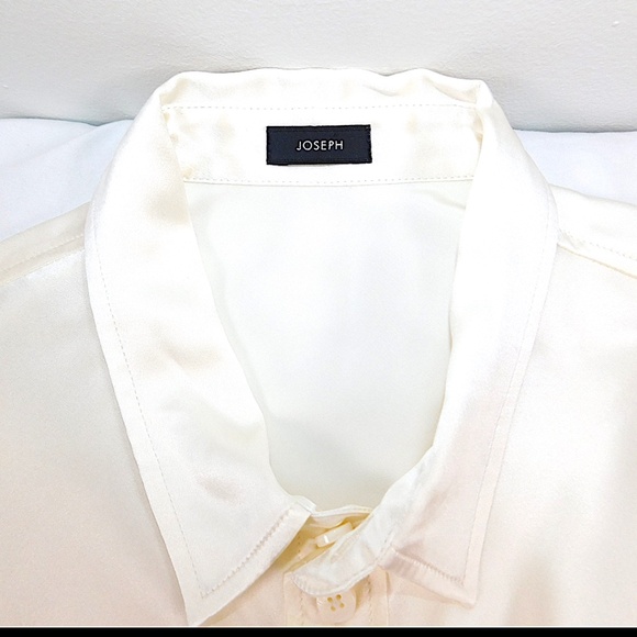 Joseph 100% Silk Satin Button-Down Blouse | Size 42 (US 10) Ivory - Picture 7 of 8